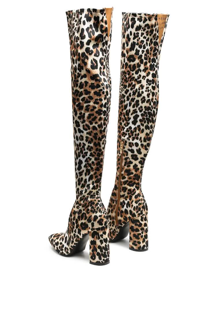 Stunning Thigh High Block Heel Boots Ruby Smudge