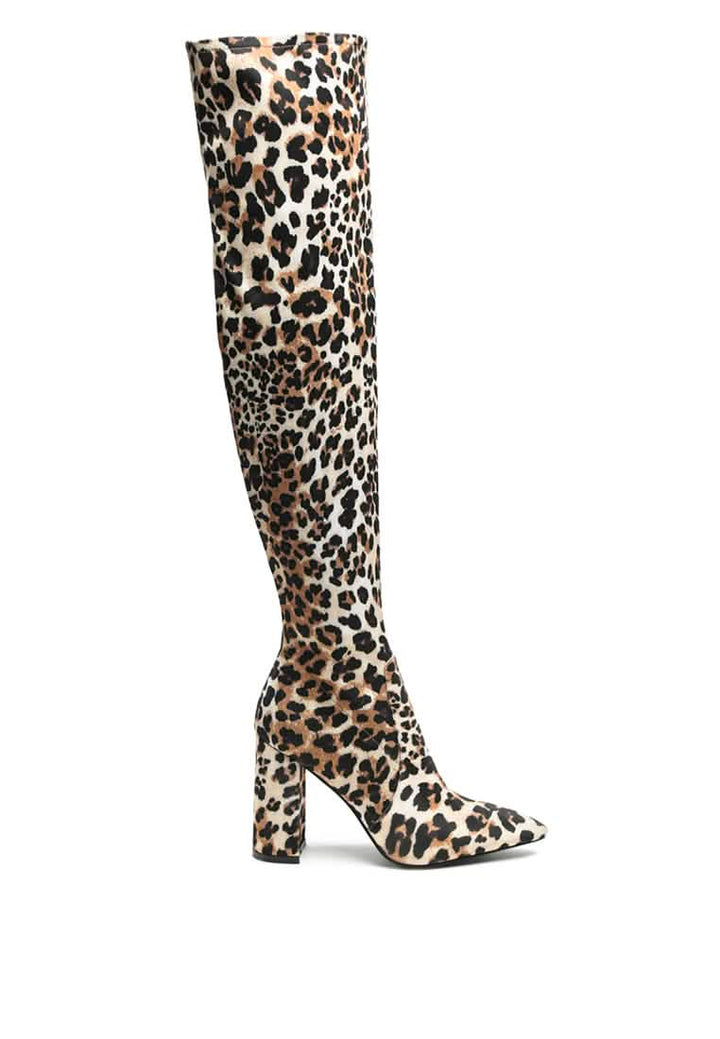 Stunning Thigh High Block Heel Boots Ruby Smudge