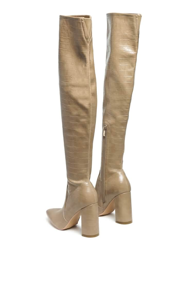 Stunning Thigh High Block Heel Boots Ruby Smudge