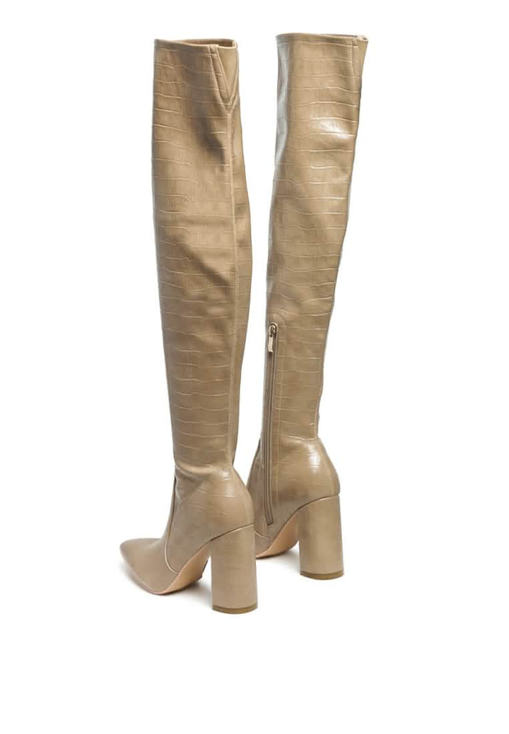 Stunning Thigh High Block Heel Boots Ruby Smudge