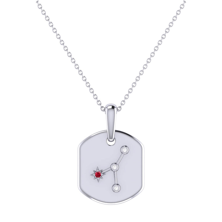 Cancer Zodiac Constellation Ruby & Diamond Necklace Emerald Raspberry