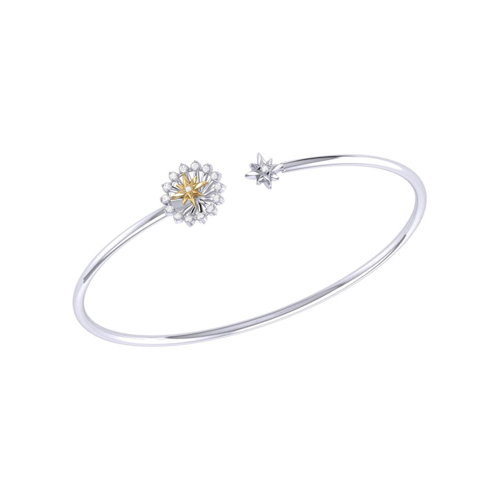 Celestial Elegance Two-Tone Diamond Starburst Cuff in 14K Yellow Gold Vermeil Emerald Raspberry