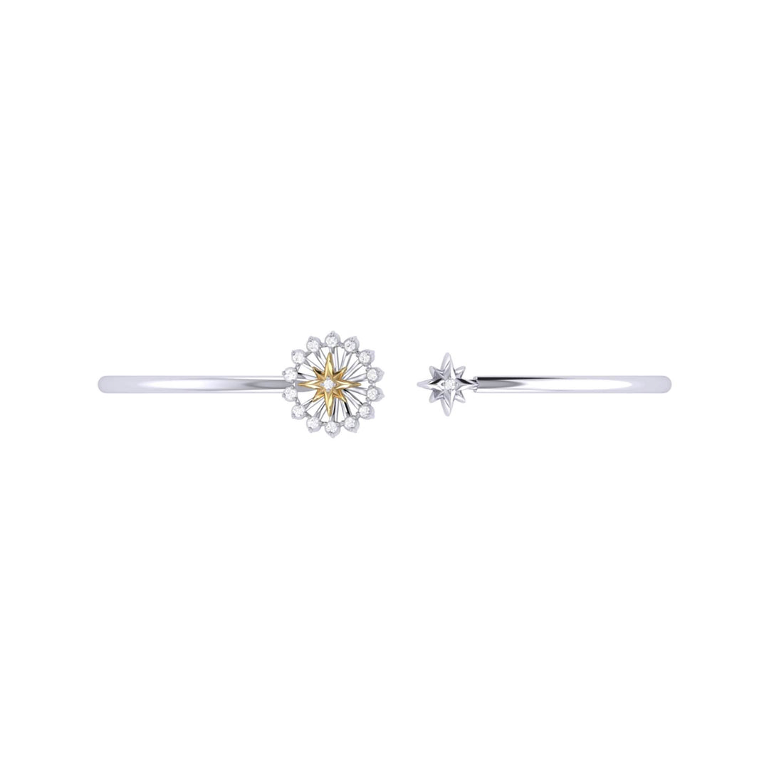 Celestial Elegance Two-Tone Diamond Starburst Cuff in 14K Yellow Gold Vermeil Emerald Raspberry