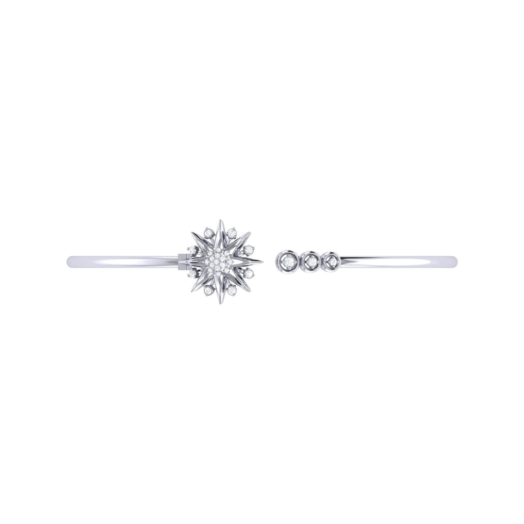 Celestial Elegance Adjustable Diamond Cuff in Sterling Silver Emerald Raspberry