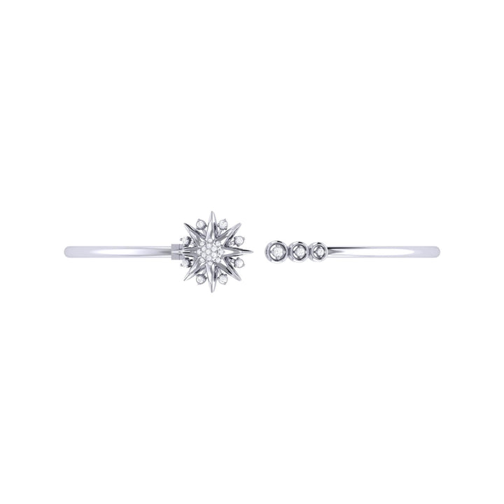 Celestial Elegance Adjustable Diamond Cuff in Sterling Silver Emerald Raspberry