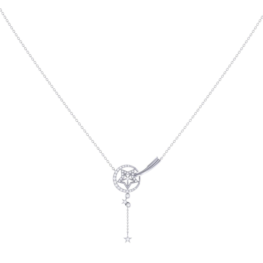 Stella Celestial Diamond Drop Necklace in Sterling Silver Emerald Raspberry