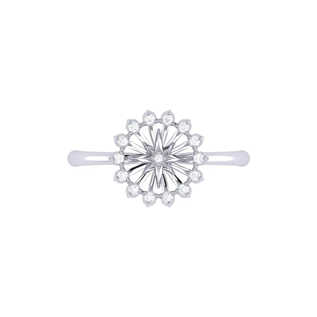 Celestial Elegance Diamond Ring in Sterling Silver Emerald Raspberry