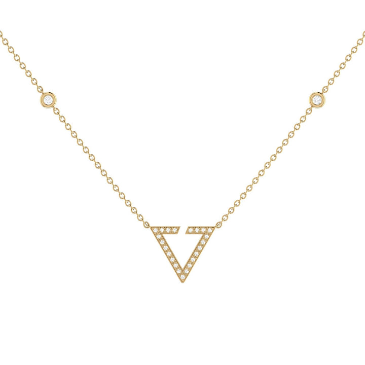 Skyline Triangle Diamond Necklace in 14K Yellow Gold Vermeil on Emerald Raspberry