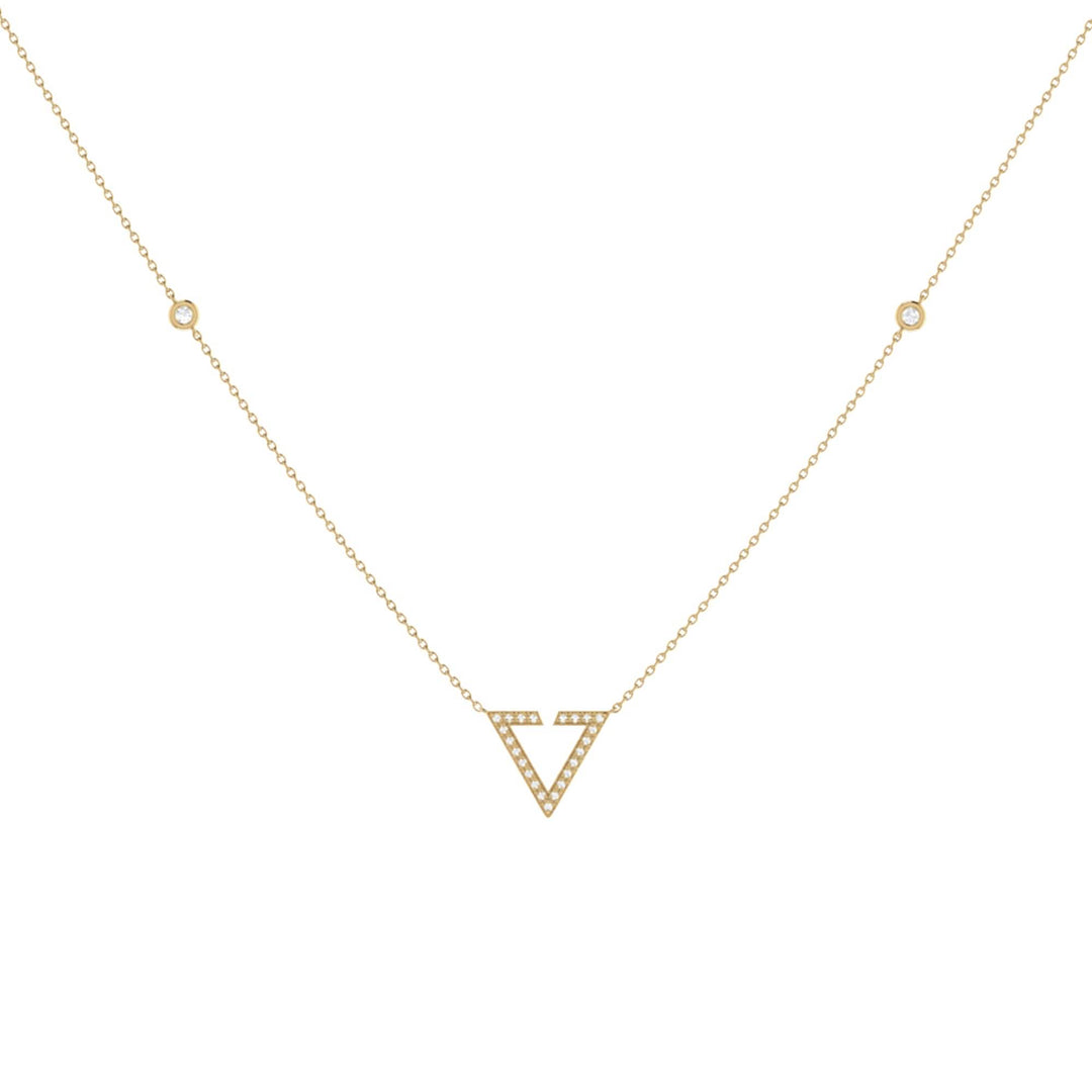 Skyline Triangle Diamond Necklace in 14K Yellow Gold Vermeil on Emerald Raspberry