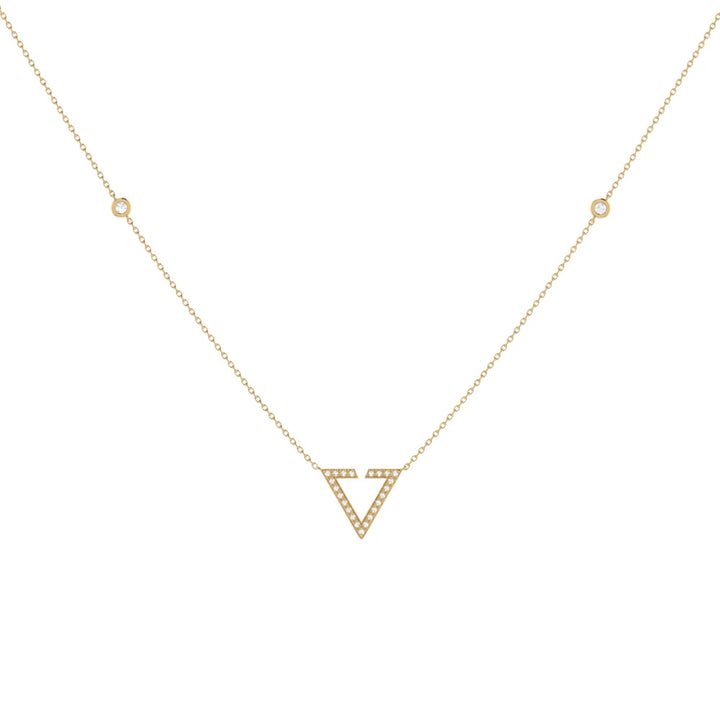 Skyline Triangle Diamond Necklace in 14K Yellow Gold Vermeil on Emerald Raspberry