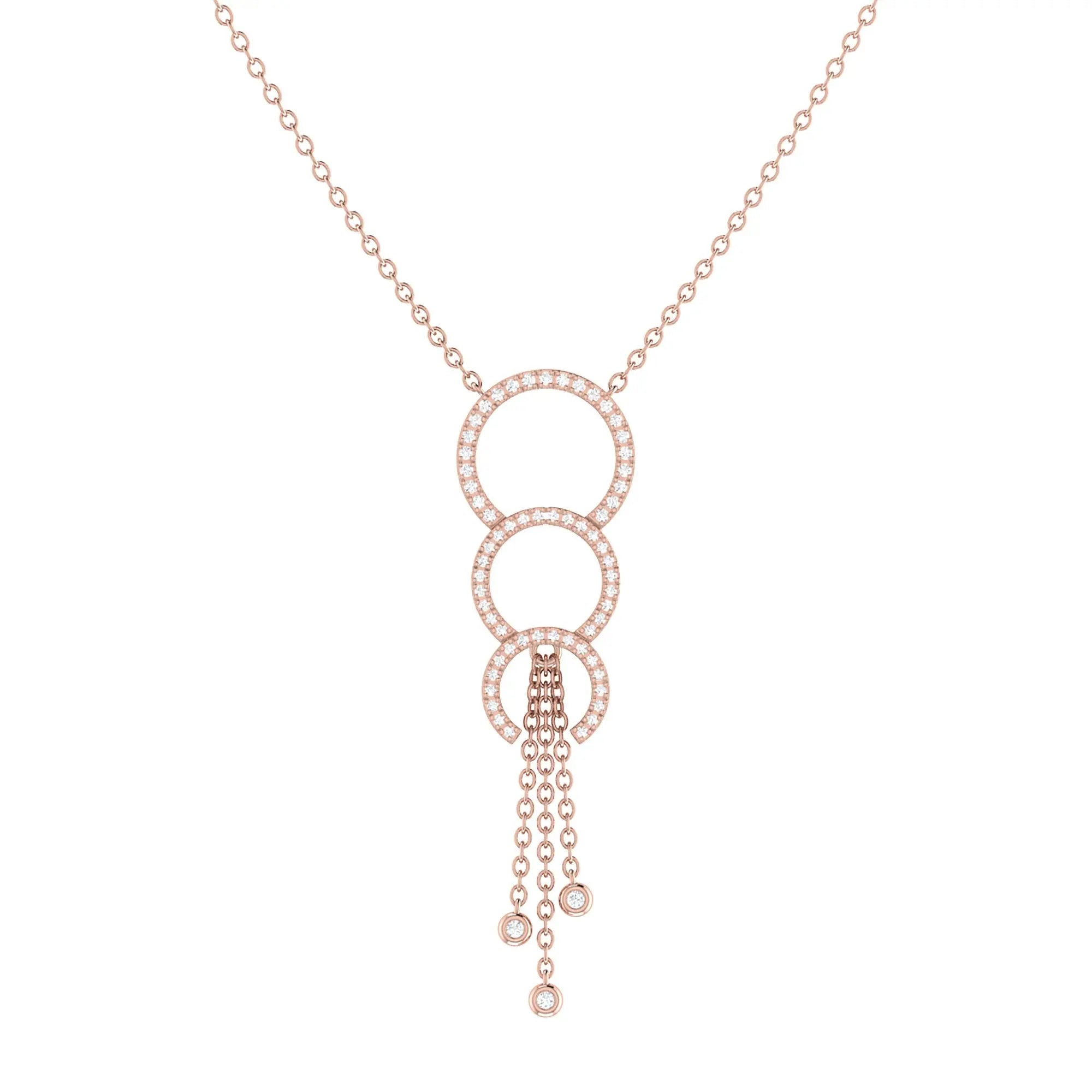 Chandelier Circle Trio Bolo Adjustable Diamond Lariat Necklace in 14K