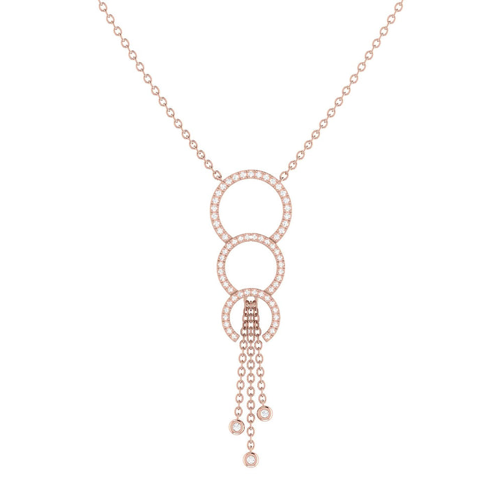 Exquisite Diamond Lariat Necklace in 14K Rose Gold Vermeil Emerald Raspberry