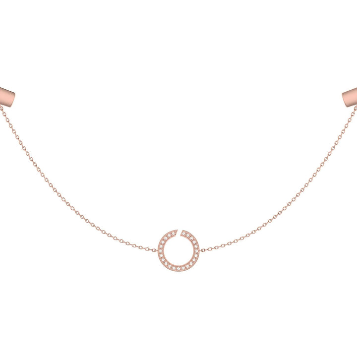 Elegant Rose Gold Geometric Diamond Layered Necklace in 14K Vermeil Emerald Raspberry