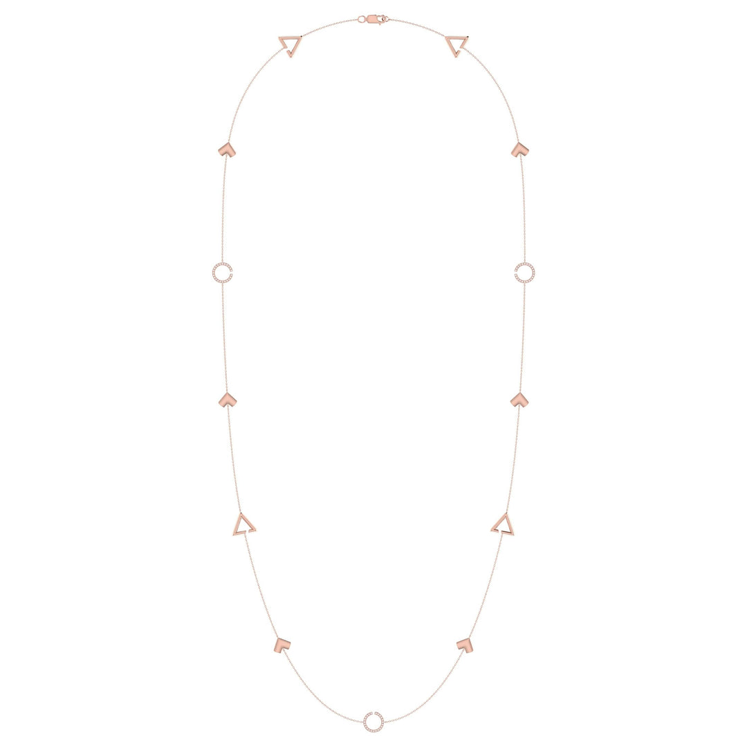 Elegant Rose Gold Geometric Diamond Layered Necklace in 14K Vermeil Emerald Raspberry