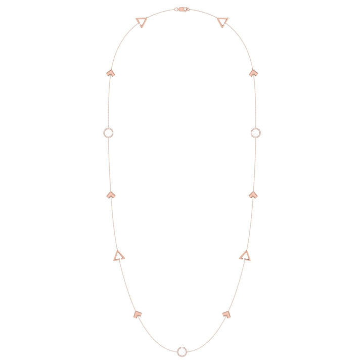 Elegant Rose Gold Geometric Diamond Layered Necklace in 14K Vermeil Emerald Raspberry