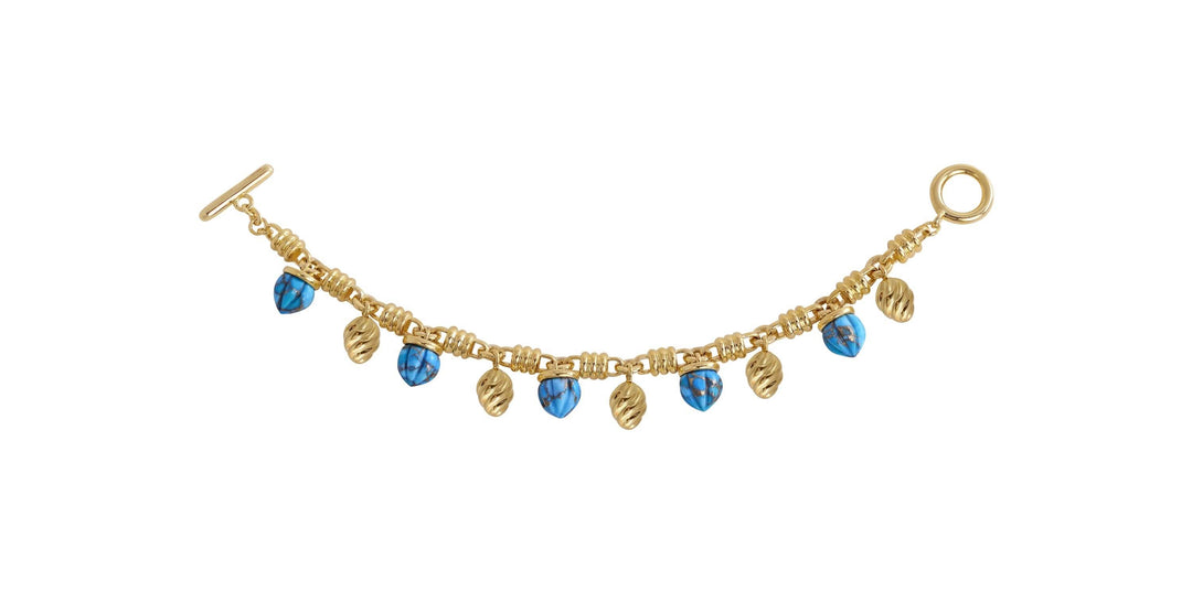 Sunshine Twist Turquoise Charm Bracelet with Elegant 14K Gold Details Emerald Raspberry