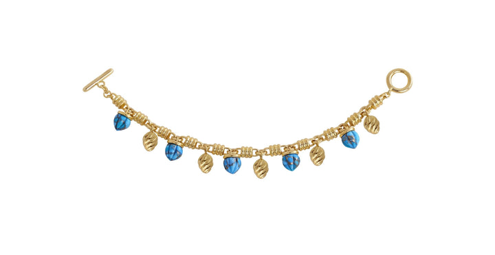 Sunshine Twist Turquoise Charm Bracelet with Elegant 14K Gold Details Emerald Raspberry