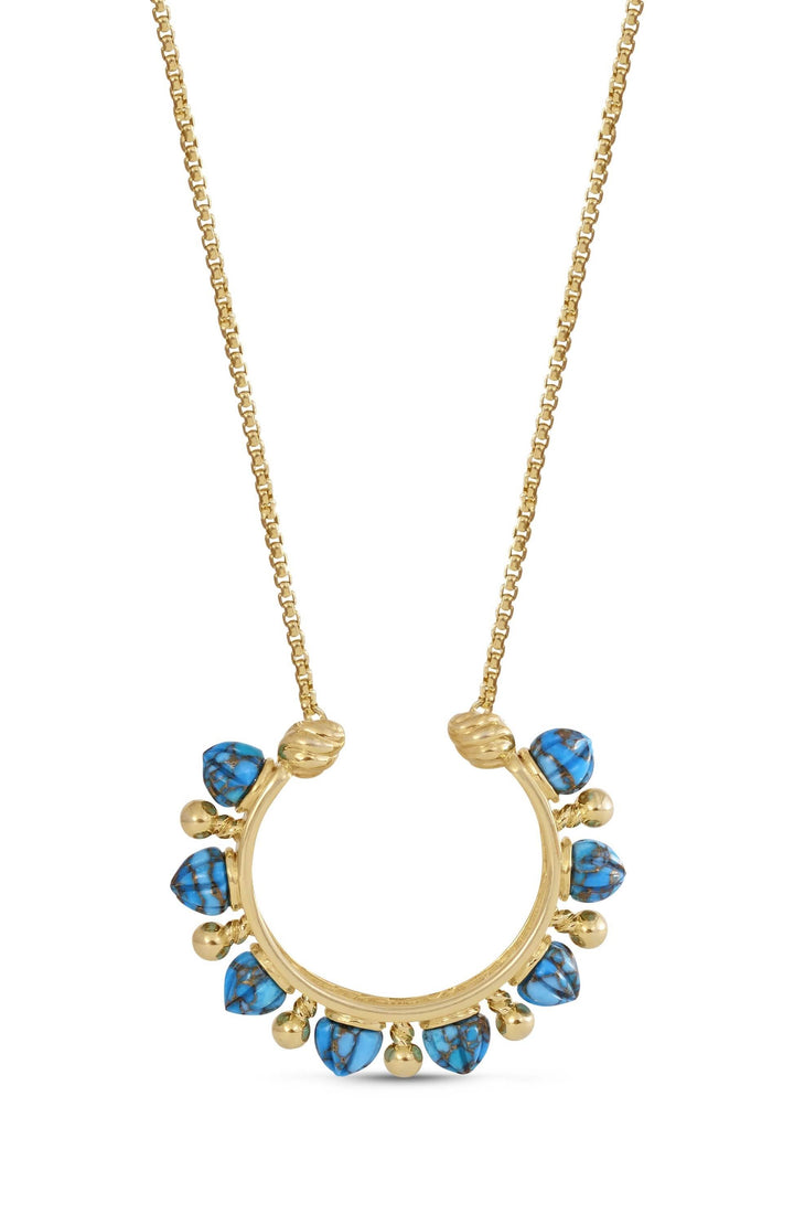 Sun-Kissed Turquoise Pendant Necklace in 14K Gold Plated Sterling Silver Emerald Raspberry