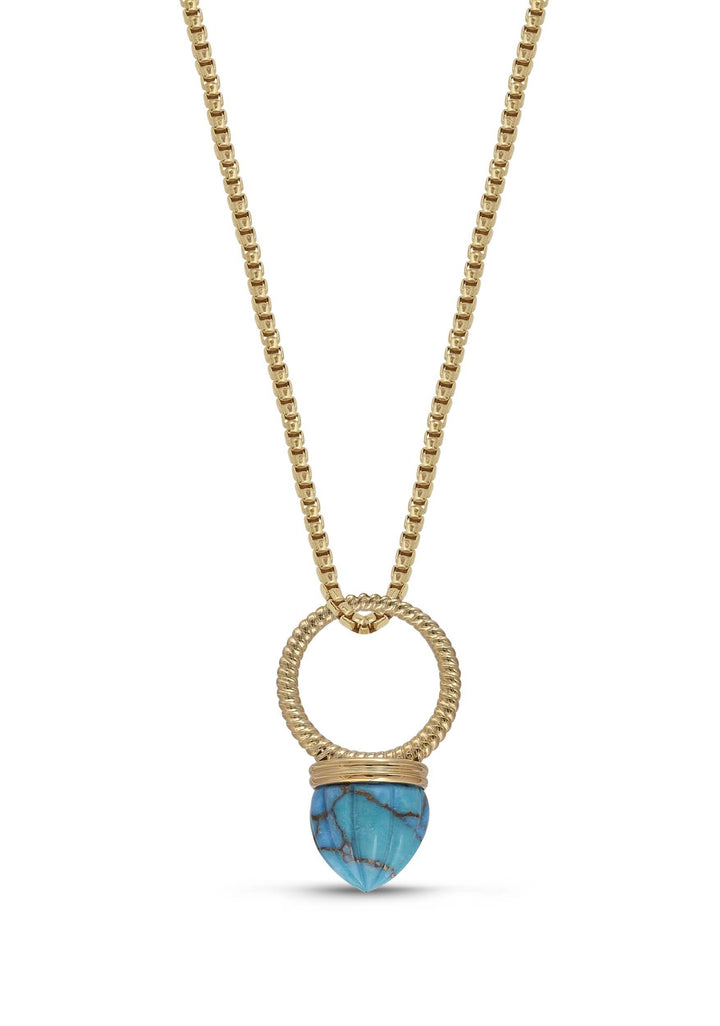 Summer Nights Turquoise Single Stone Ring & Pendant in 14K Yellow Gold Emerald Raspberry