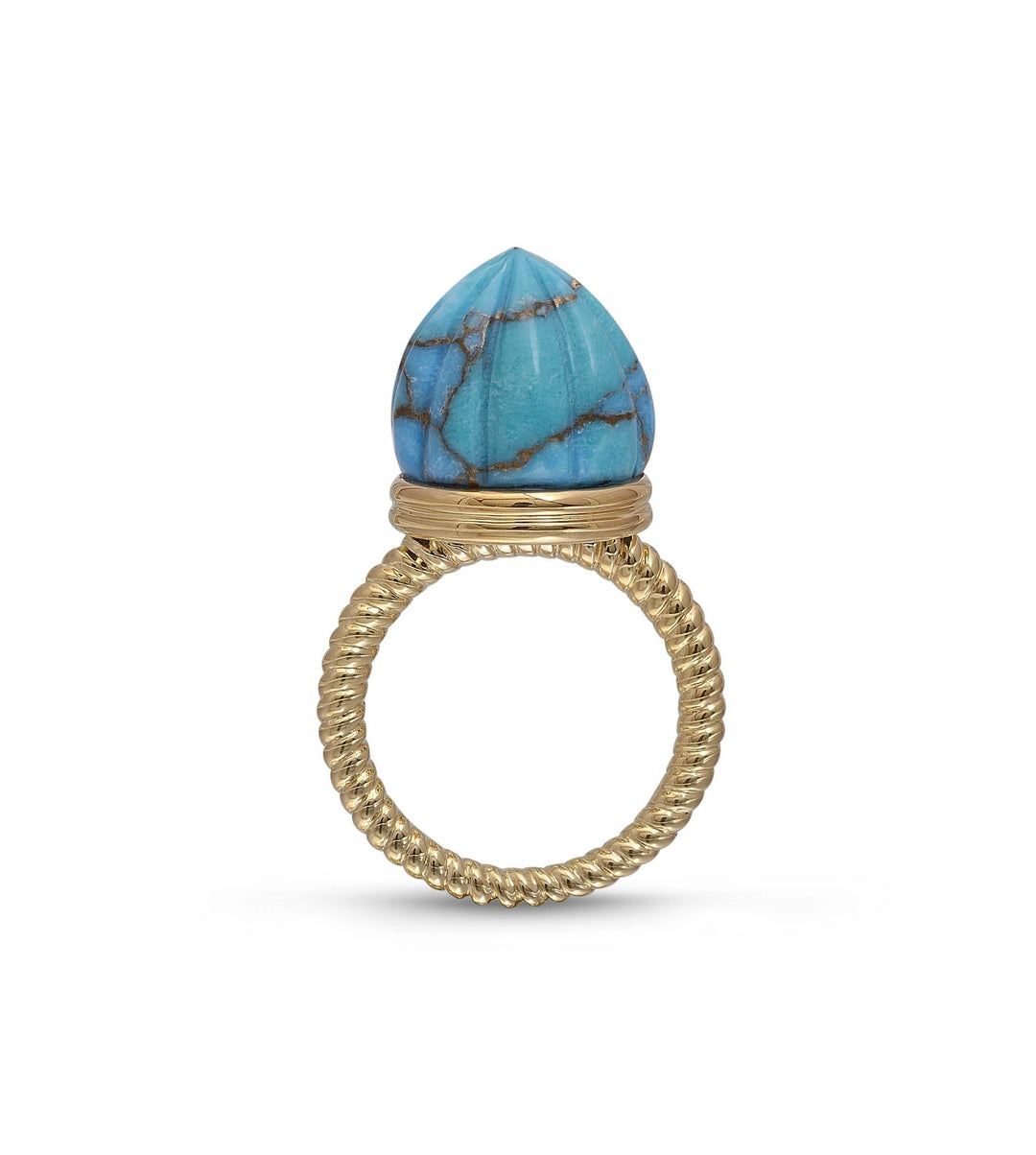 Summer Nights Turquoise Single Stone Ring & Pendant in 14K Yellow Gold Emerald Raspberry