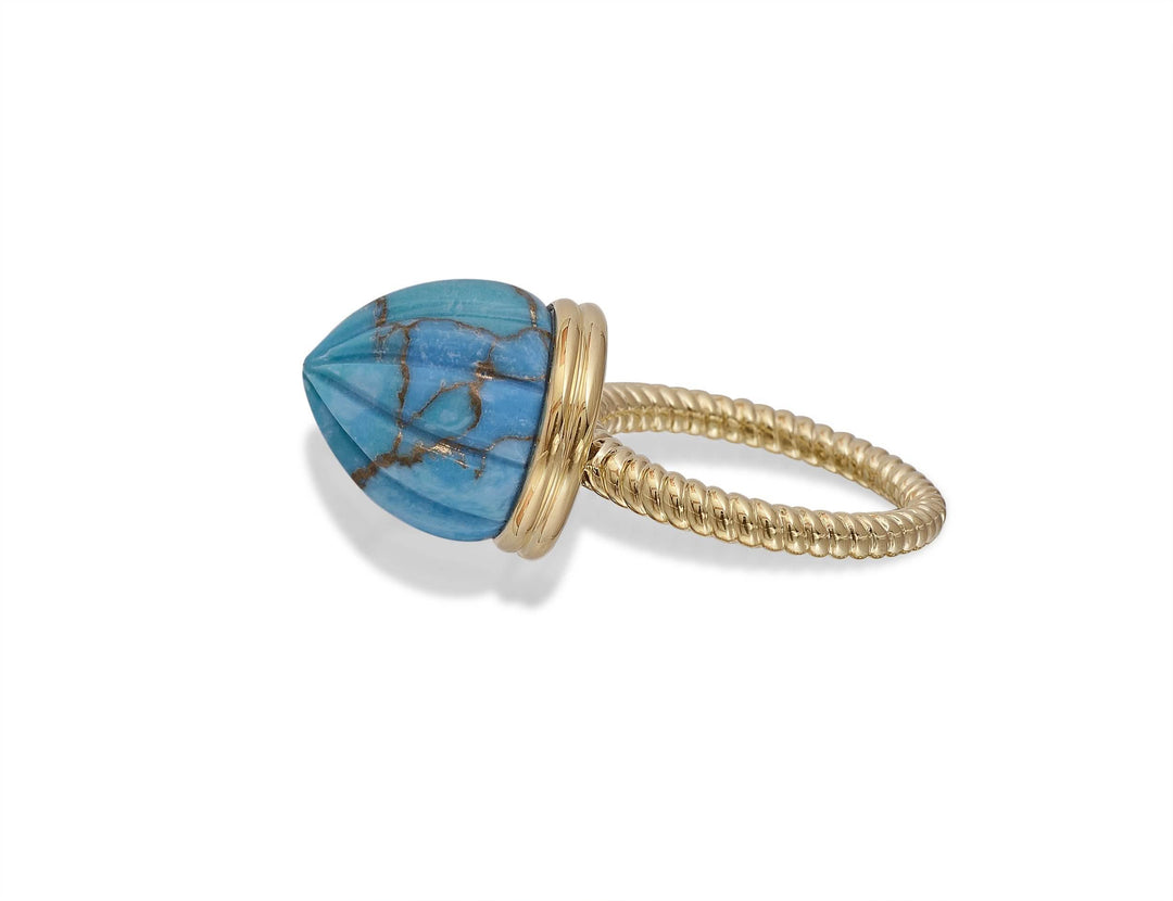 Summer Nights Turquoise Single Stone Ring & Pendant in 14K Yellow Gold Emerald Raspberry