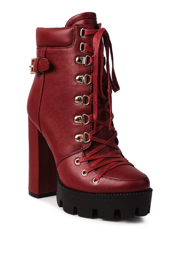 Autumn Vibe Lace-Up Combat Boots Ruby Smudge