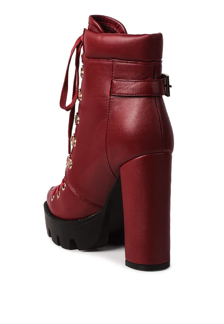 Autumn Vibe Lace-Up Combat Boots Ruby Smudge