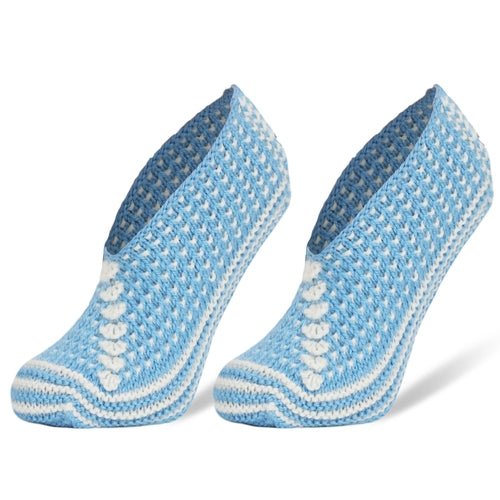 1 Pair - Crochet Hand Knit Slippers for Women Vintage Slipper Socks Ultramarine Uranus