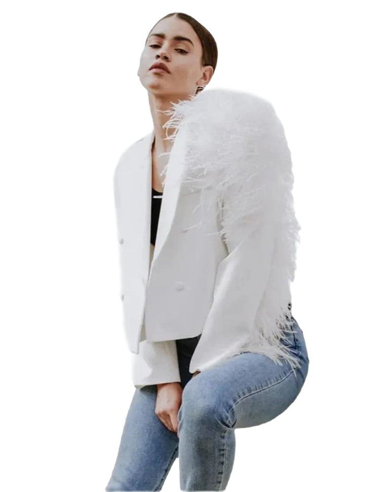 Lydia Ostrich Feather Blazer - Capri Clothes