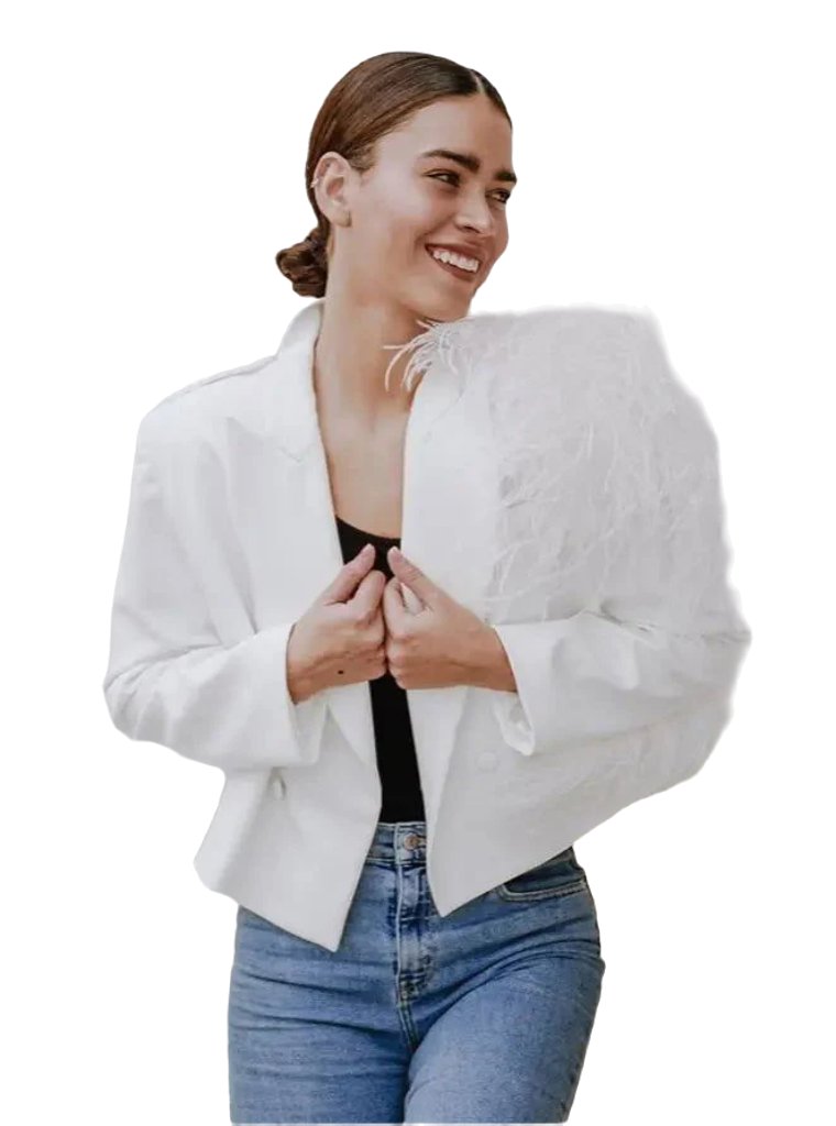 Lydia Ostrich Feather Blazer - Capri Clothes