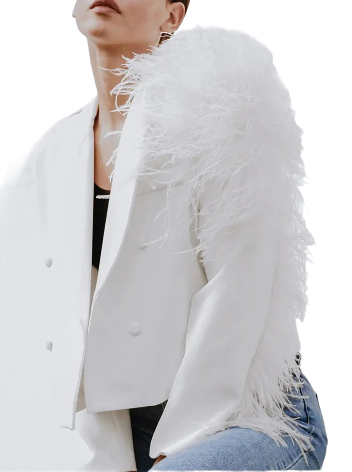 Lydia Ostrich Feather Blazer - Capri Clothes