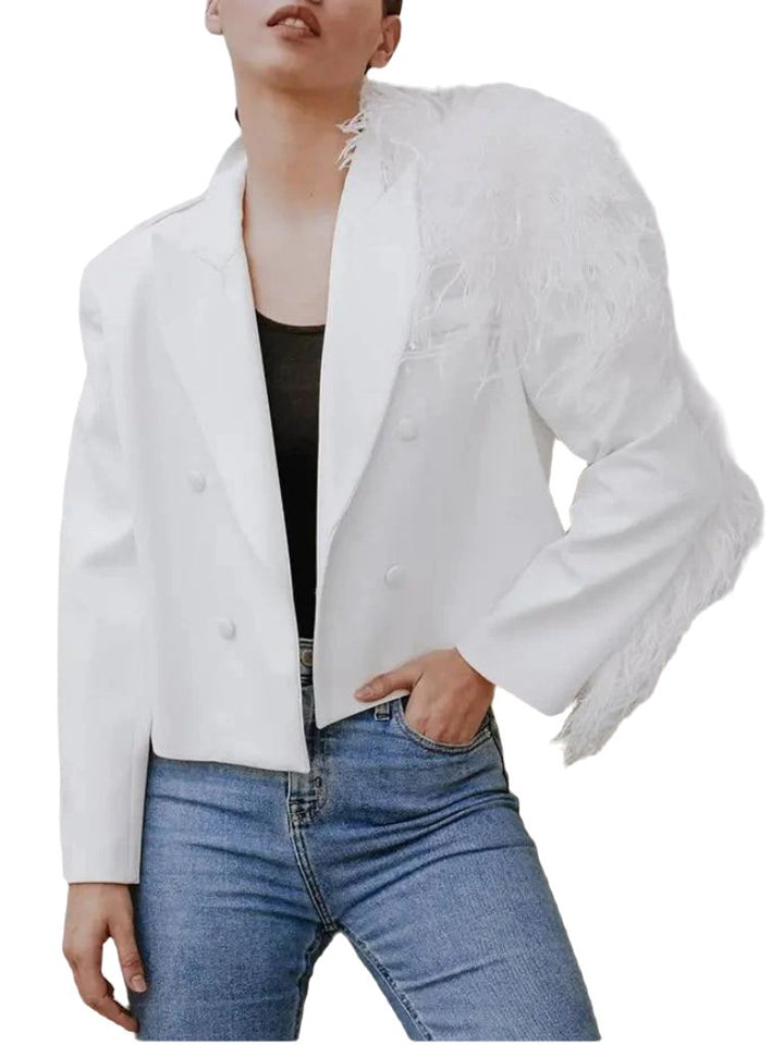 Lydia Ostrich Feather Blazer - Capri Clothes