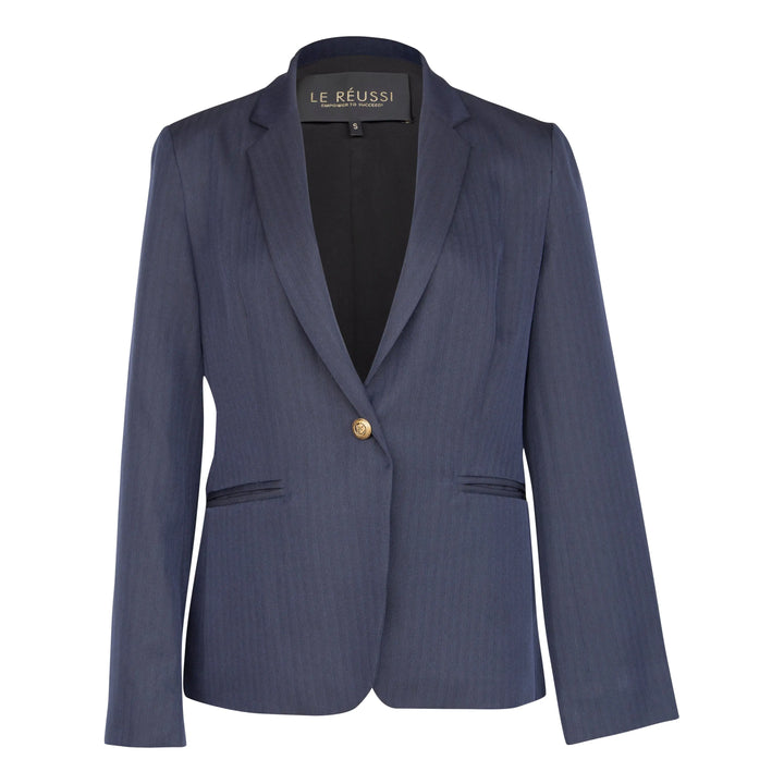 Navy Wool Peak Lapel Blazer for Modern Professionals Mauve Daisy