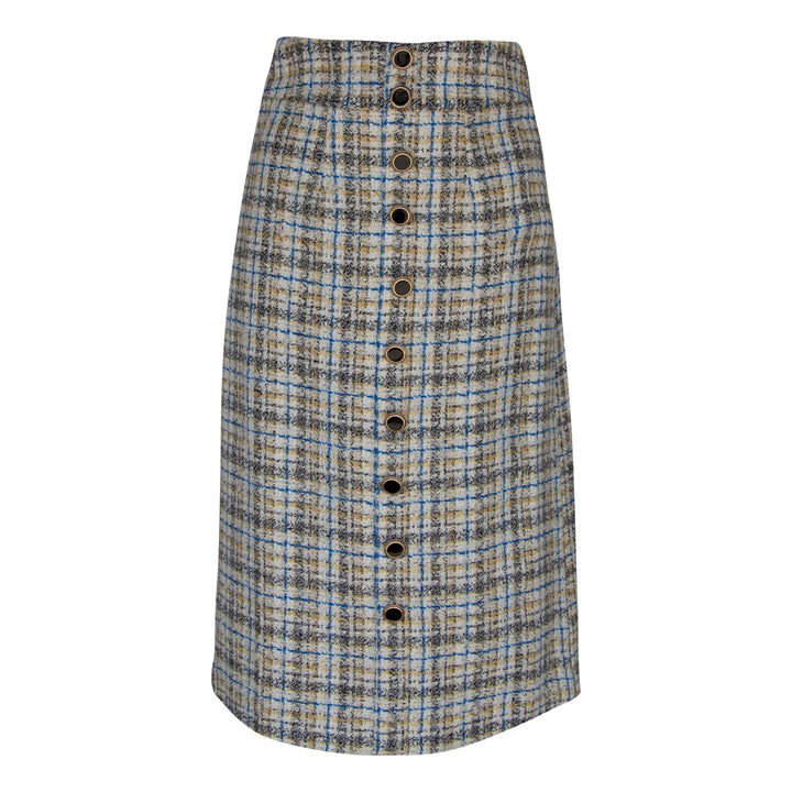 Elegant Plaid Tweed Pencil Skirt Mauve Daisy