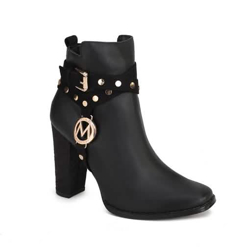 Chic Vegan Leather Brooke Ankle Boot with Stacked Heel for Women by MKF Collection Pink Orpheus