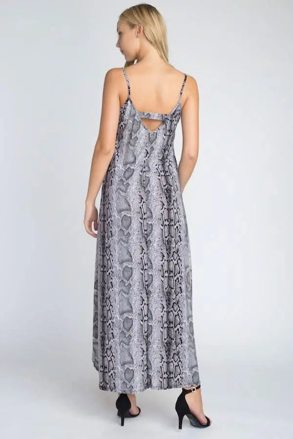 Wild Elegance Snakeskin Maxi Tank Dress for Women Ivory Felix