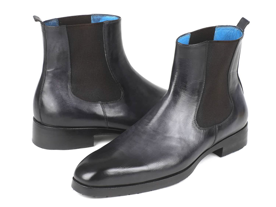 Artisan Hand-Painted Black & Gray Chelsea Boots for Men by Paul Parkman Ruby Ophion