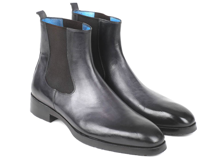 Artisan Hand-Painted Black & Gray Chelsea Boots for Men by Paul Parkman Ruby Ophion