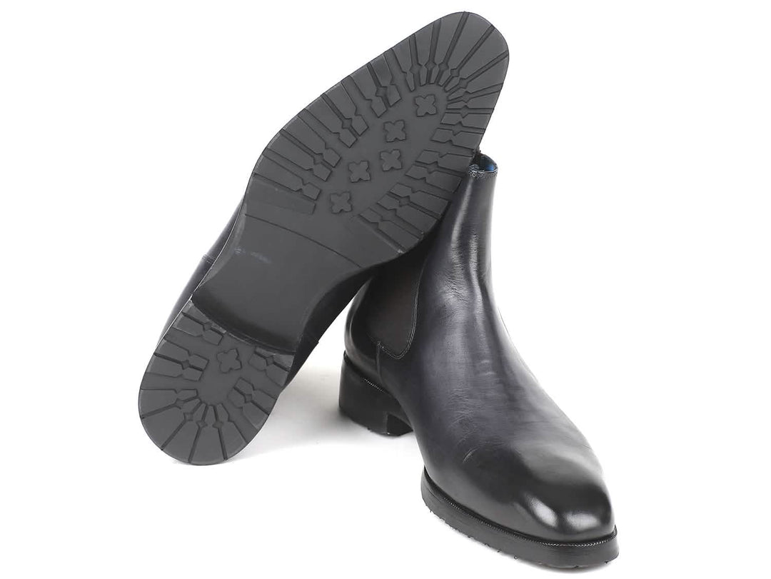 Artisan Hand-Painted Black & Gray Chelsea Boots for Men by Paul Parkman Ruby Ophion