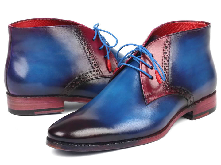 Artisan Blue & Purple Chukka Boots for Men by Paul Parkman Ruby Ophion