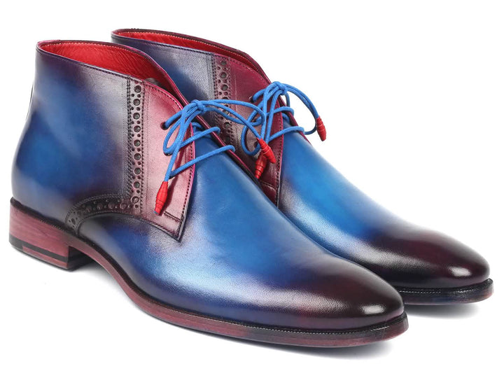 Artisan Blue & Purple Chukka Boots for Men by Paul Parkman Ruby Ophion