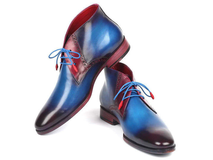 Artisan Blue & Purple Chukka Boots for Men by Paul Parkman Ruby Ophion