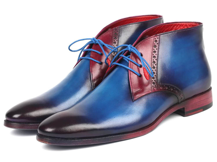 Artisan Blue & Purple Chukka Boots for Men by Paul Parkman Ruby Ophion