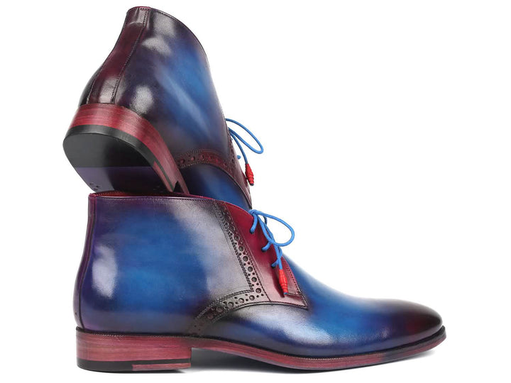 Artisan Blue & Purple Chukka Boots for Men by Paul Parkman Ruby Ophion