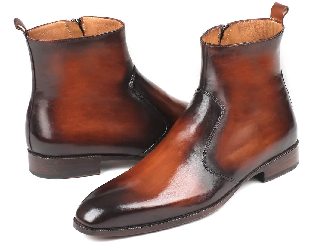 Artisan Crafted Brown Leather Zipper Boots by Paul Parkman Ruby Ophion