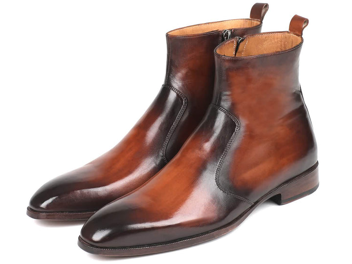 Artisan Crafted Brown Leather Zipper Boots by Paul Parkman Ruby Ophion