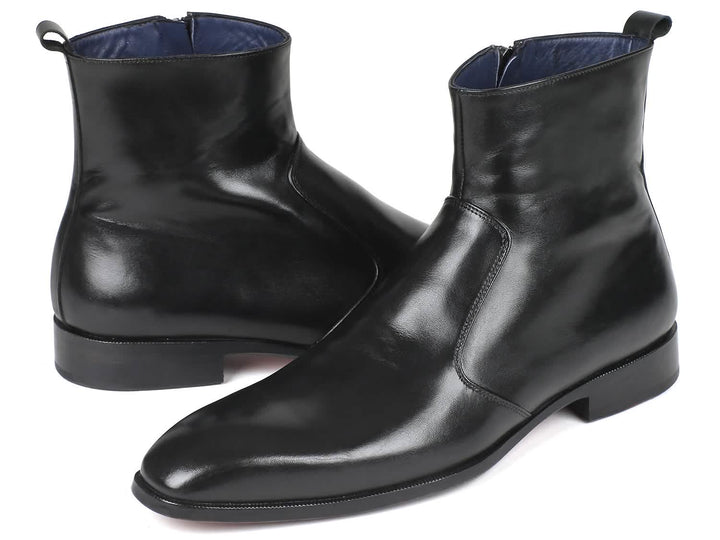 Custom Black Leather Zipper Boots for Men by Paul Parkman Ruby Ophion