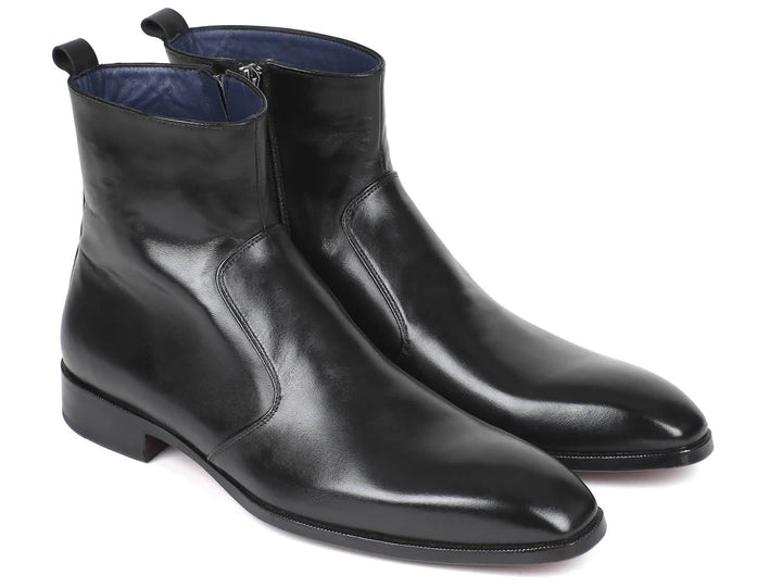 Custom Black Leather Zipper Boots for Men by Paul Parkman Ruby Ophion