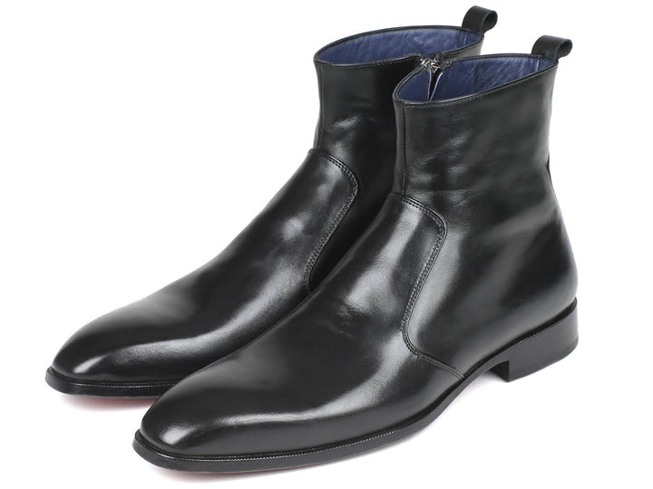 Custom Black Leather Zipper Boots for Men by Paul Parkman Ruby Ophion