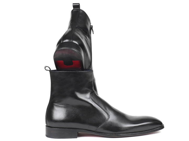 Custom Black Leather Zipper Boots for Men by Paul Parkman Ruby Ophion